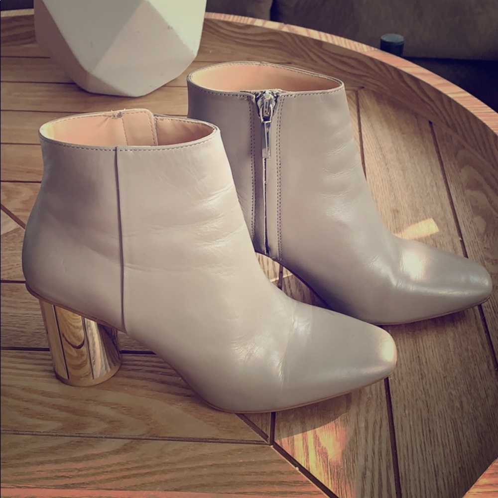 Zara Pale Taupe Leather Booties
